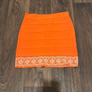 Romeo & Juliet Couture Aztec Spandex Skirt Orange Size M Medium